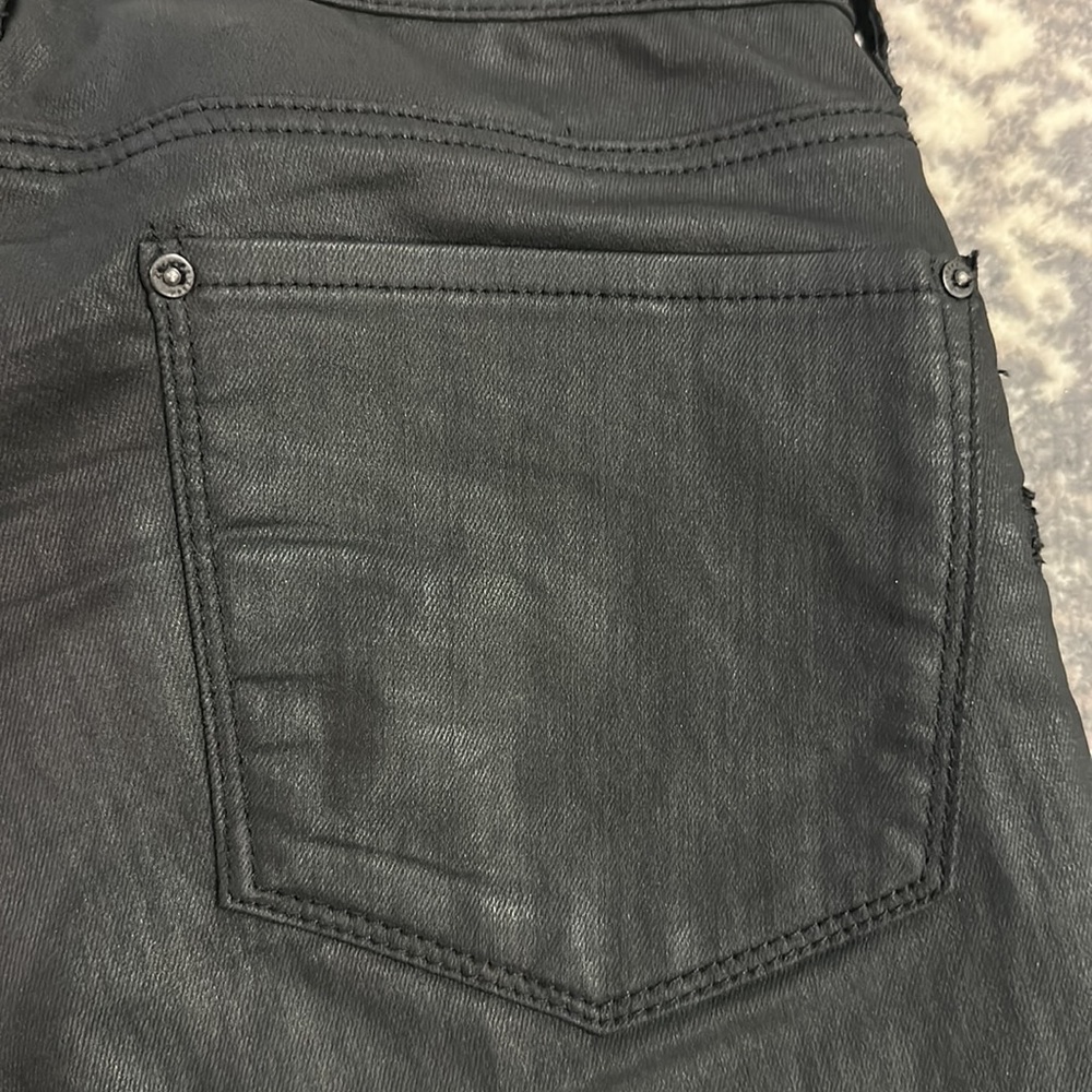 ZARA COATED 4 ZIPPER SLIM BLACK JEAN. LOOKS LIKE LEATHER SIZE 4 - Picture 10 of 12